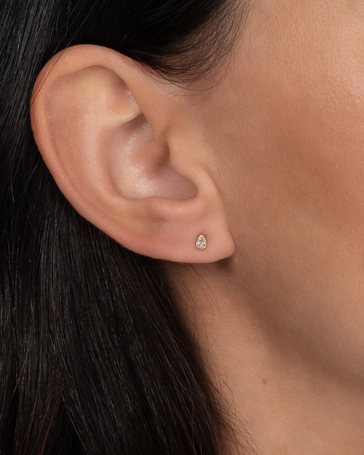 Pear Bezel Diamond Stud Earrings