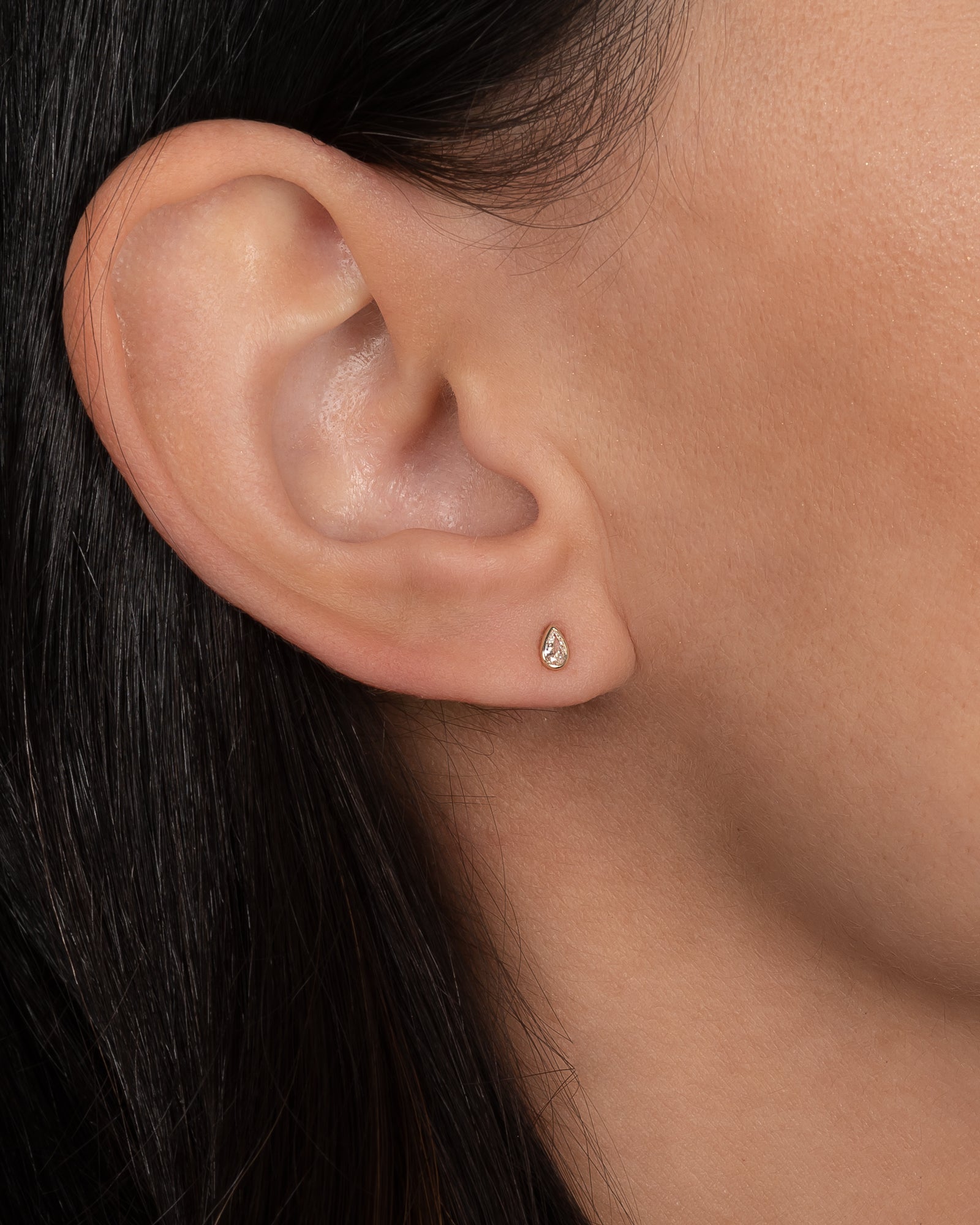 Pear Bezel Diamond Stud Earrings Studs Zoe Lev Jewelry