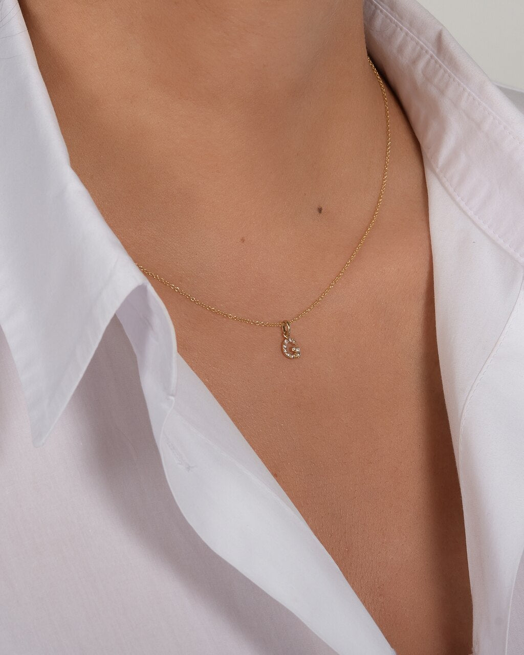 Tiny diamond letter necklace Clearance