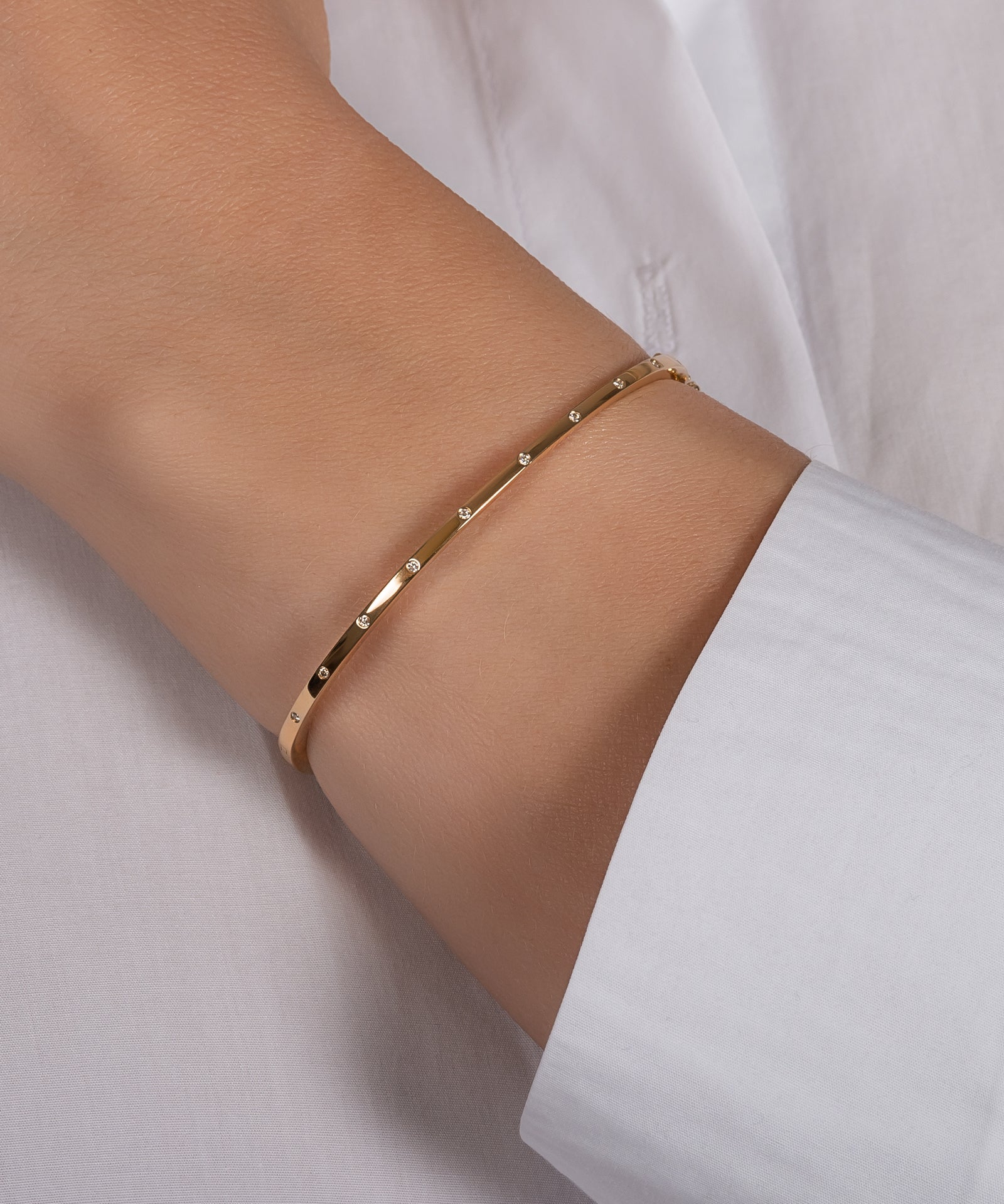 14k Gold Diamond Dot Bangle Zoe Lev Jewelry