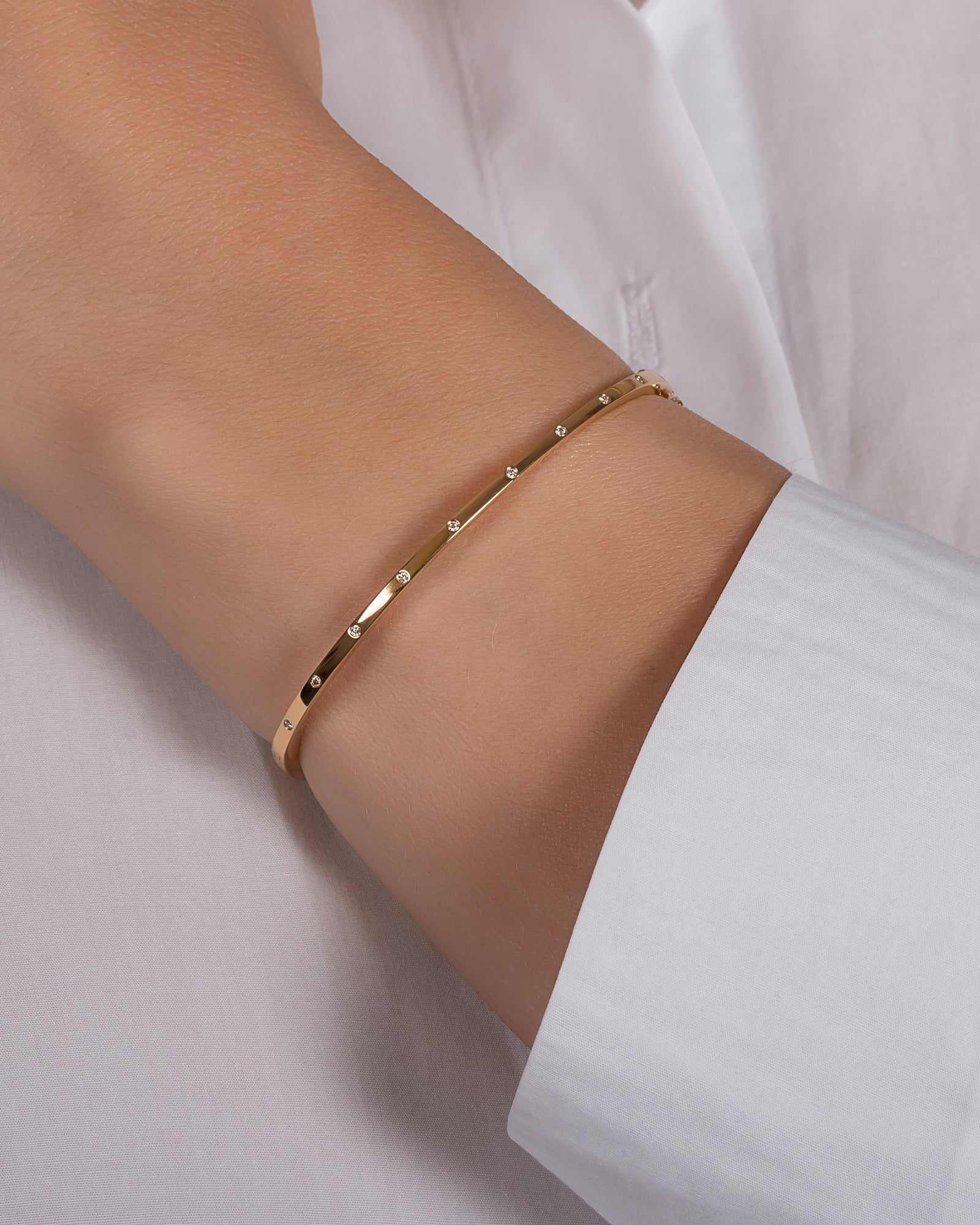 14k Gold Diamond Dot Bangle Zoe Lev Jewelry