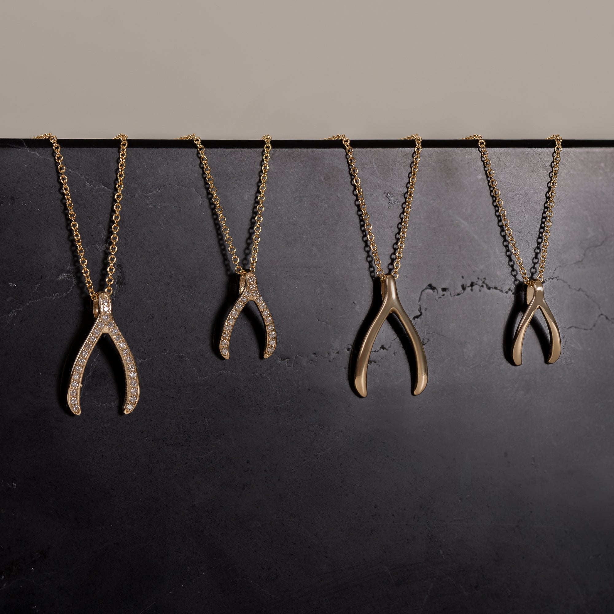 14k Gold Wishbone Pendant SAMPLE SALE Zoe Lev Jewelry