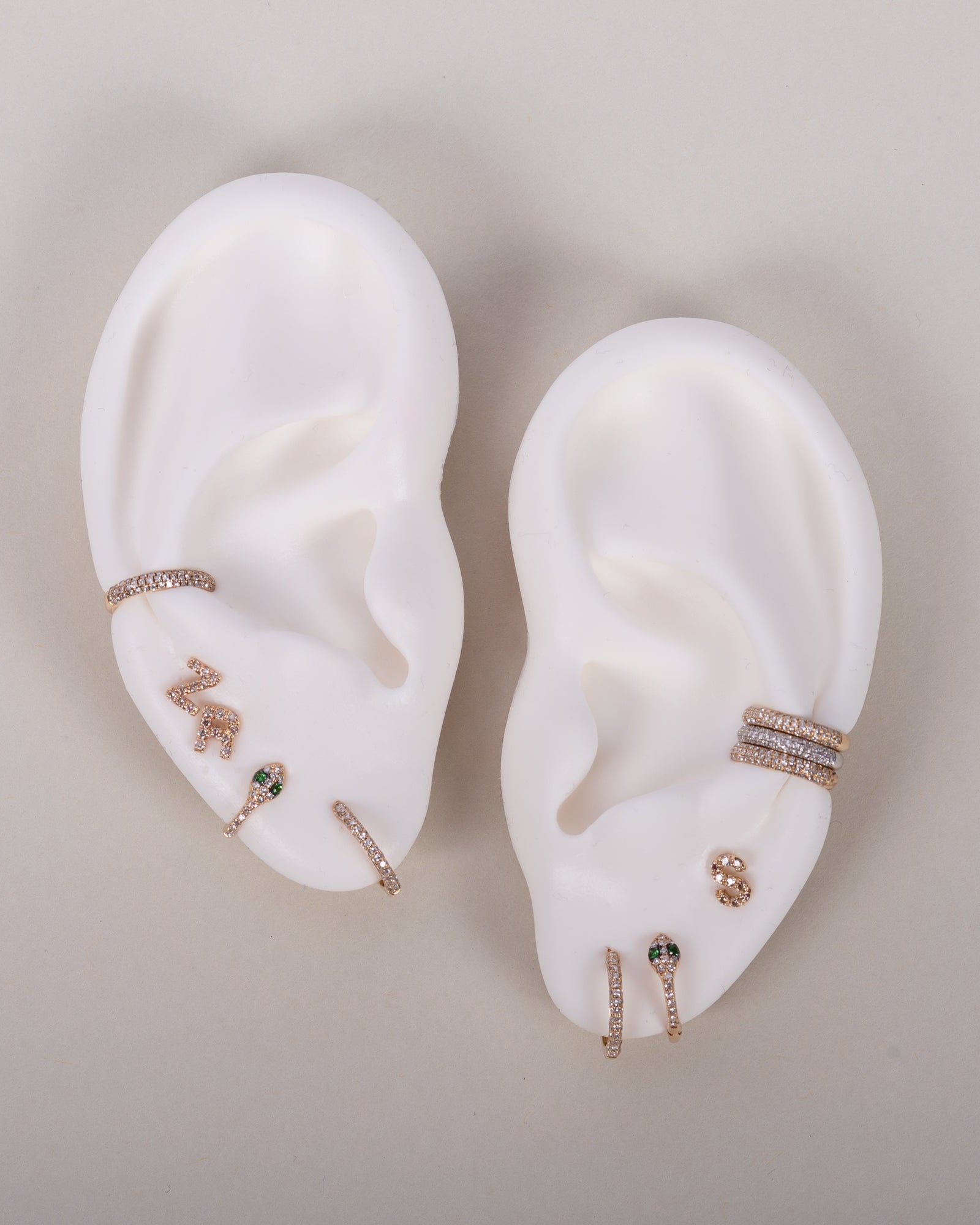 Bold Triple Row Diamond Huggie Earrings SAMPLE SALE Zoe Lev Jewelry