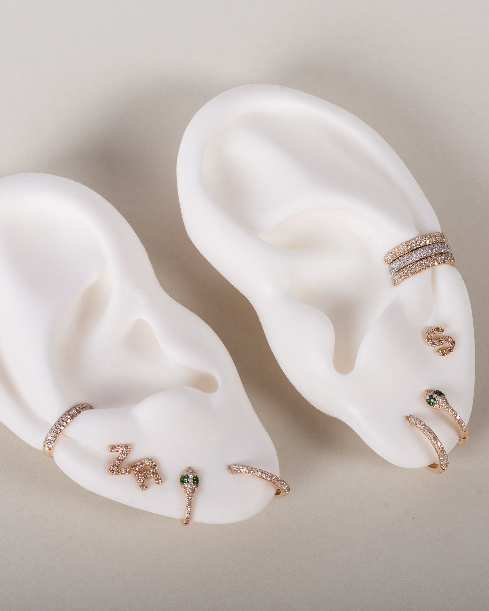 Bold Triple Row Diamond Huggie Earrings SAMPLE SALE Zoe Lev Jewelry