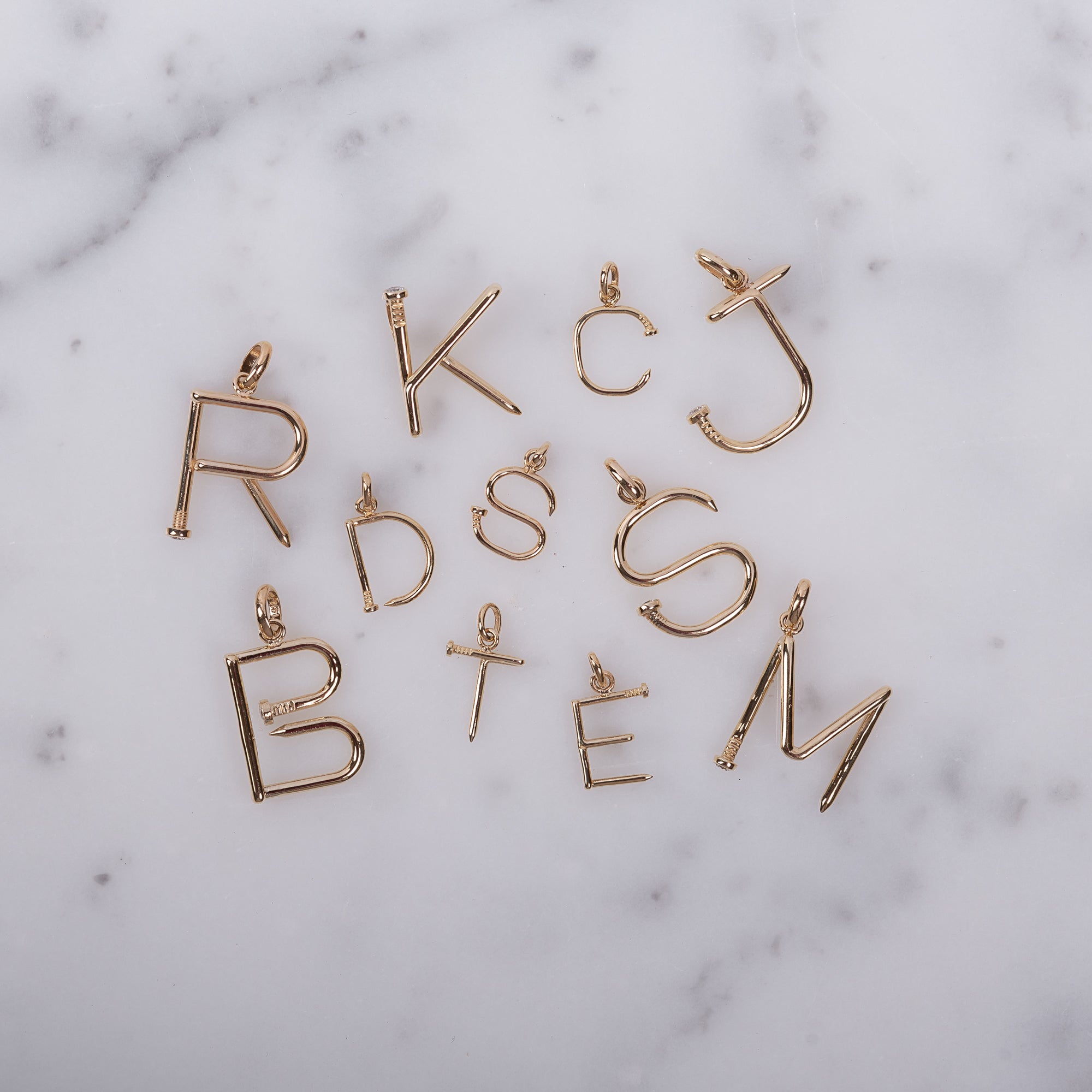 14k Gold Large Initial Nail Pendant Personalized Zoe Lev Jewelry