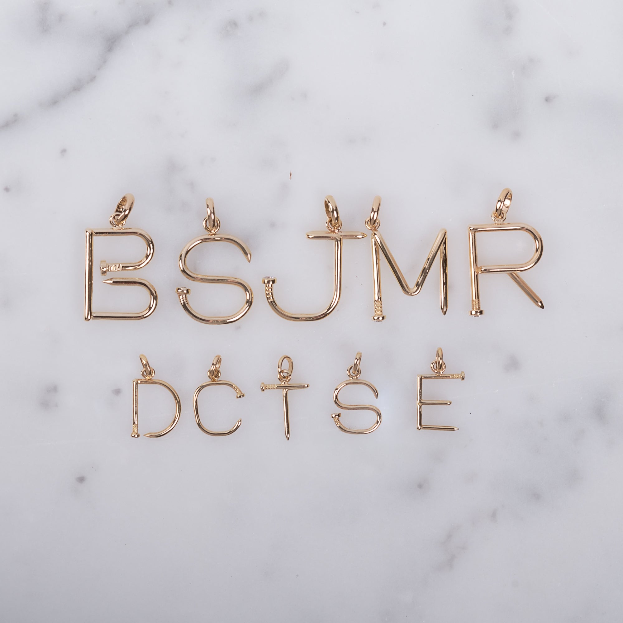 14k Gold Large Initial Nail Pendant Personalized Zoe Lev Jewelry