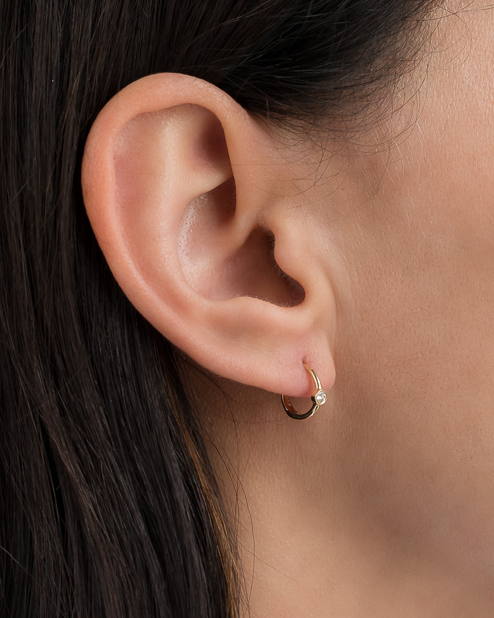 Diamond Bezel Hoop Earrings