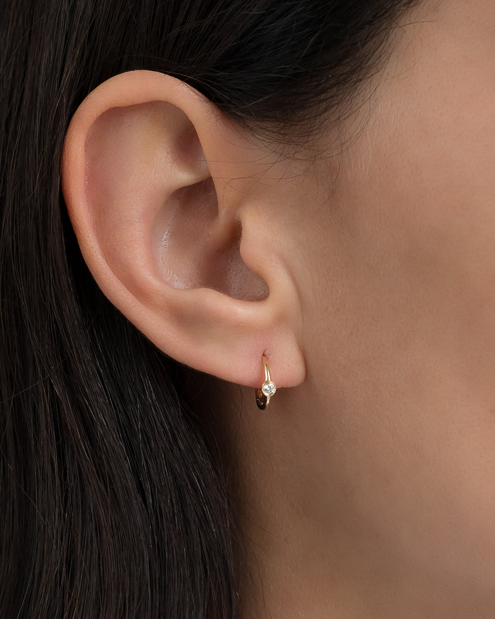 Diamond Bezel Hoop Earrings Hoops & Huggies Zoe Lev Jewelry