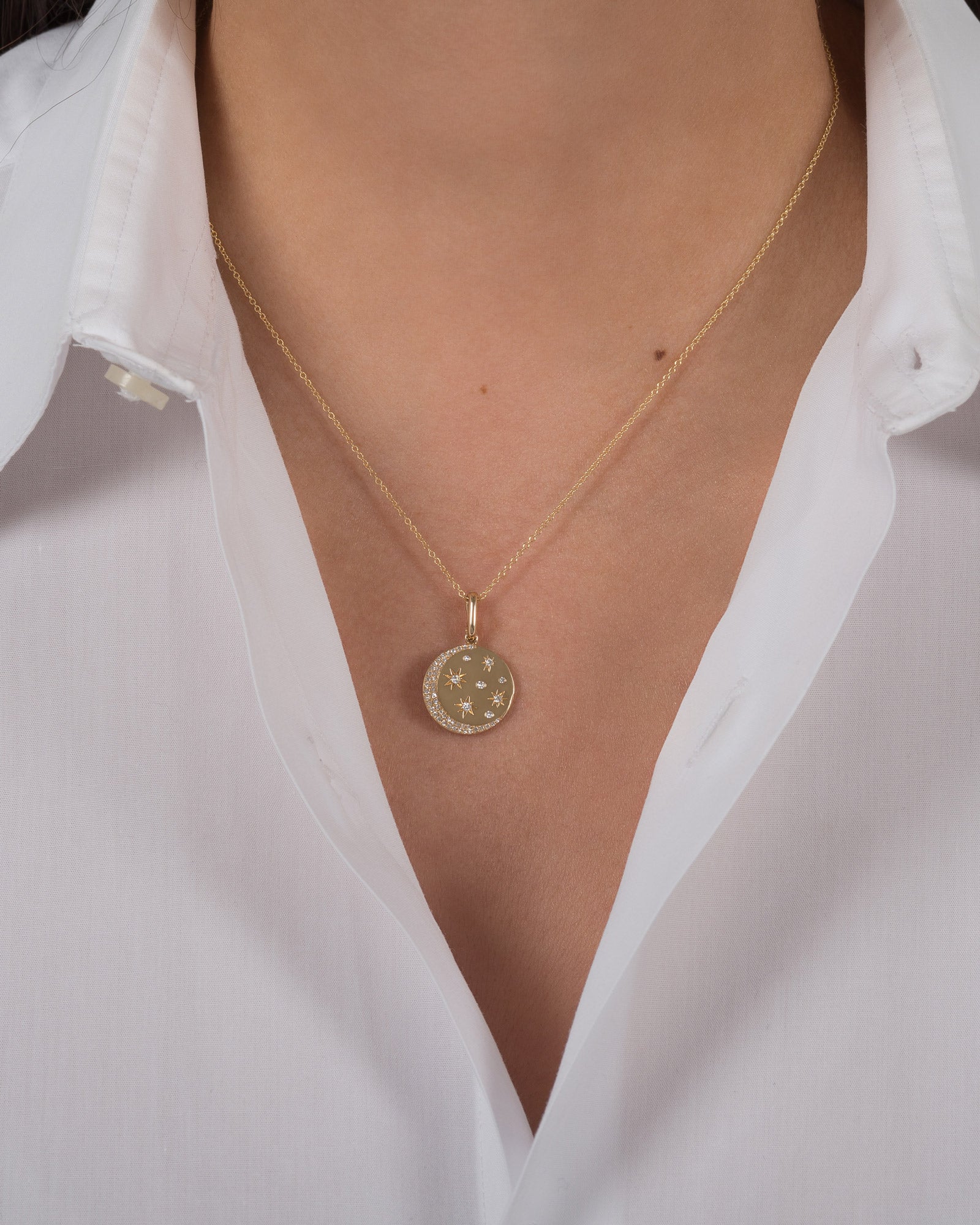 14K Diamond Celestial Necklace Zoe Lev Jewelry