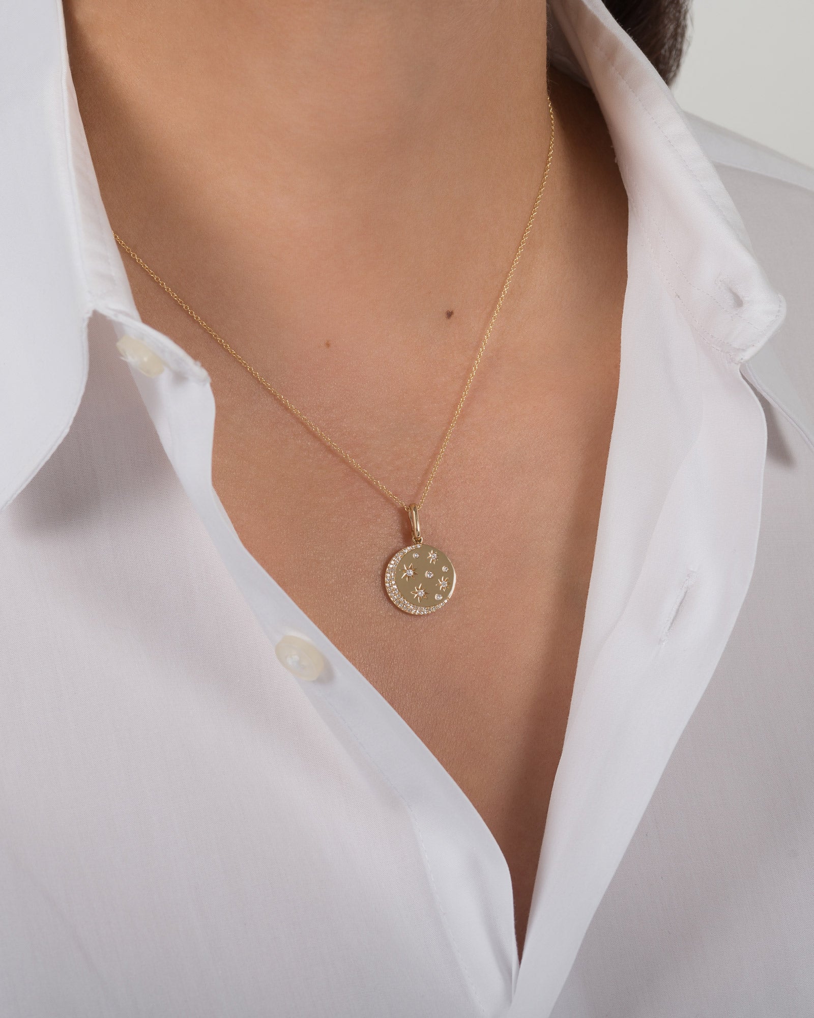 14K Diamond Celestial Necklace Zoe Lev Jewelry