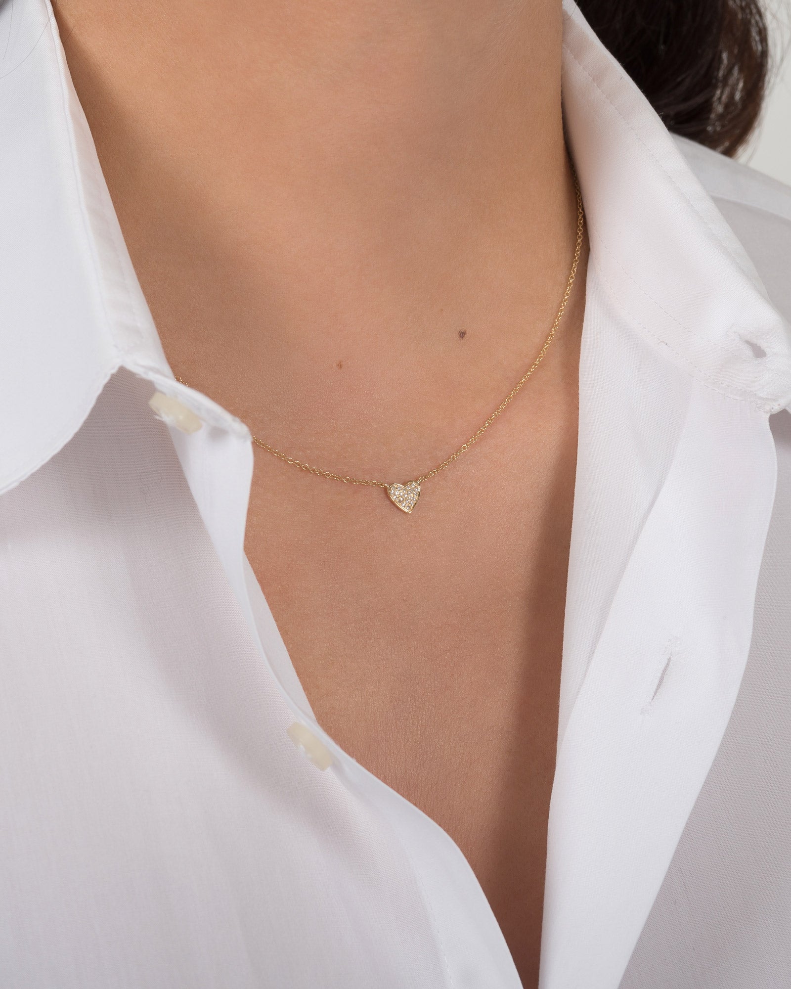 Diamond Heart Necklace Zoe Lev Jewelry