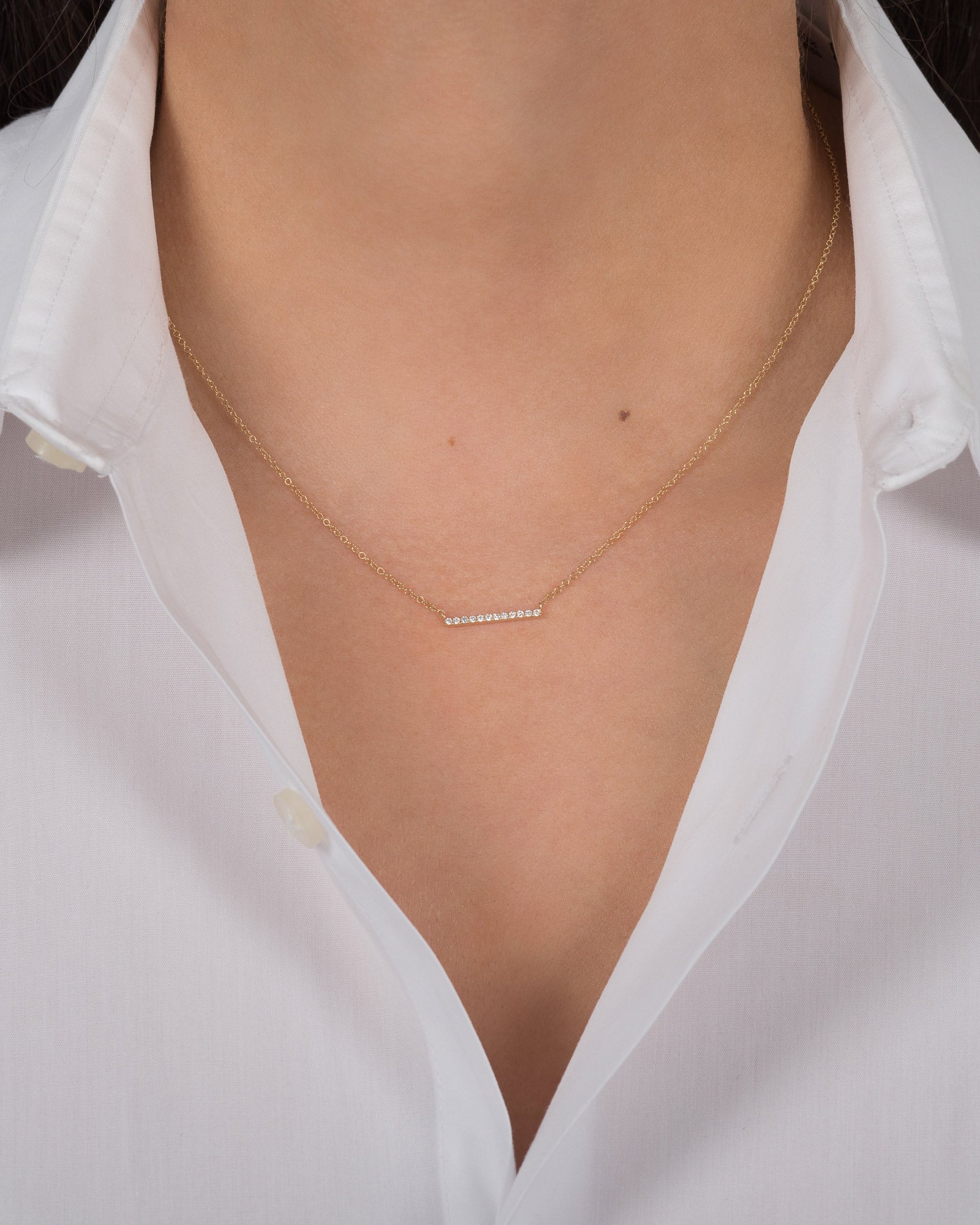 Small Diamond Bar Necklace Zoe Lev Jewelry