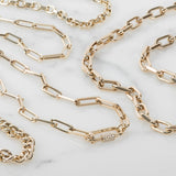 14k Gold Large Paper Clip Chain with Diamond Carabiner Necklace Chains Zoe Lev Jewelry