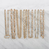 14k Gold Large Paper Clip Chain with Diamond Carabiner Necklace Chains Zoe Lev Jewelry