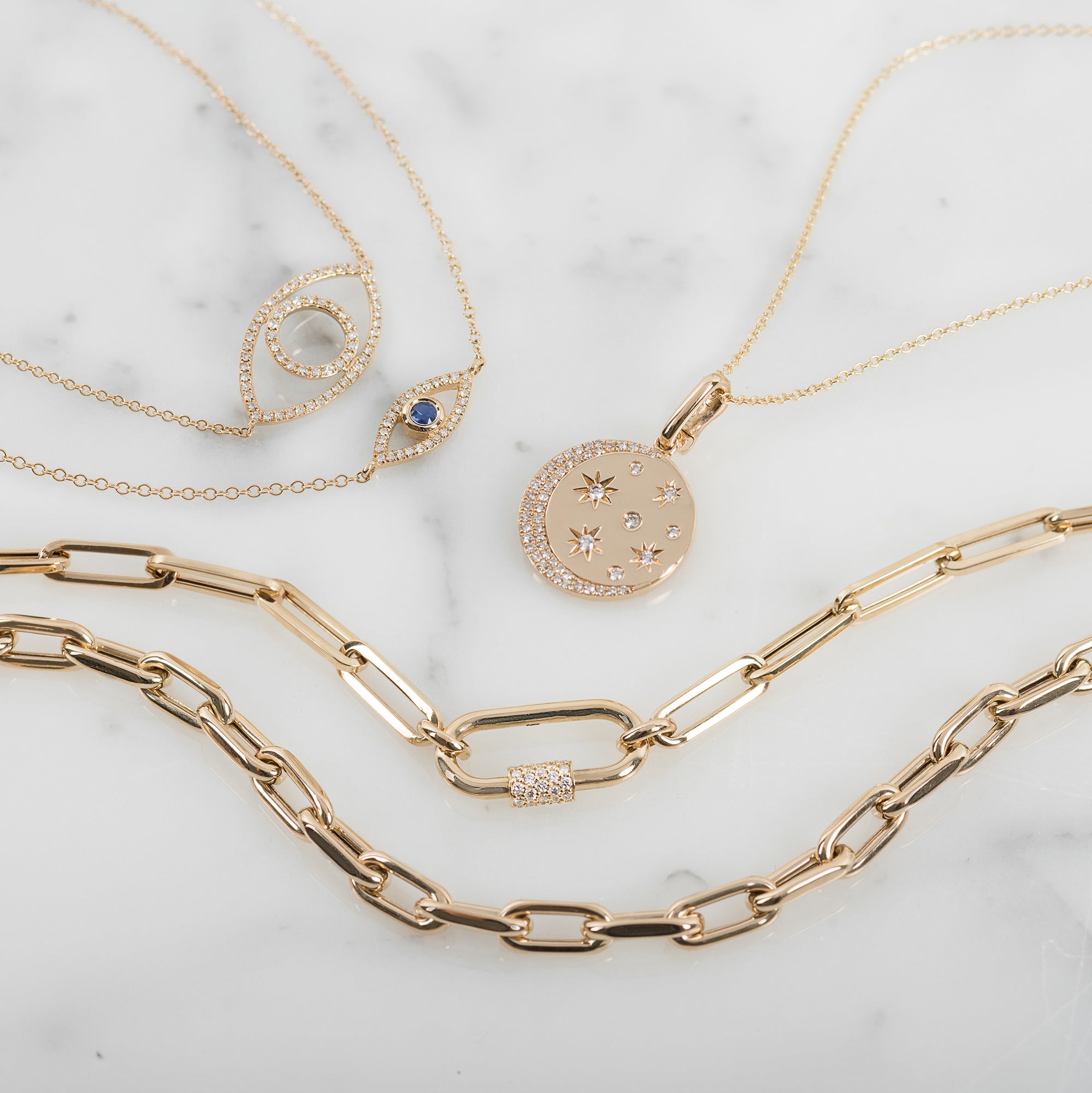 14K Diamond Celestial Necklace - Zoe Lev Jewelry