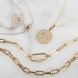 14k Gold Large Paper Clip Chain with Diamond Carabiner Necklace Chains Zoe Lev Jewelry