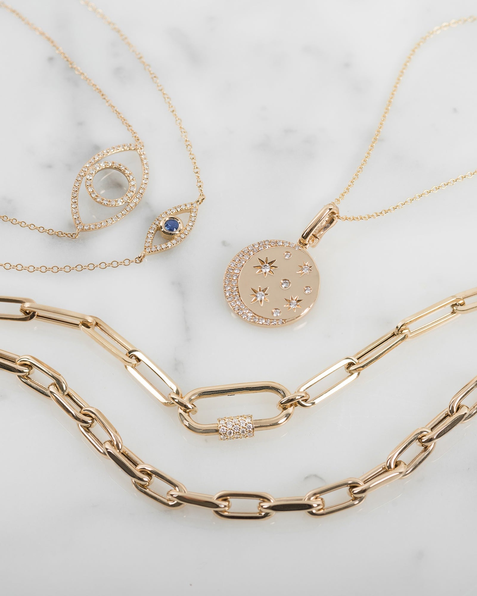 14k Gold Large Paper Clip Chain with Diamond Carabiner Necklace Chains Zoe Lev Jewelry