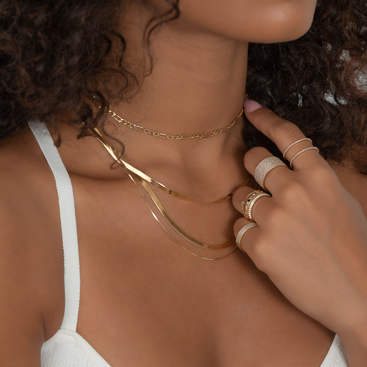 14k Gold Large Herringbone Necklace