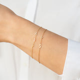 14k Gold Initial & Bezel Diamond Bracelet Personalized Zoe Lev Jewelry