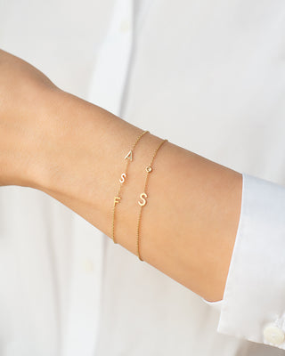 14k Gold Initial & Bezel Diamond Bracelet