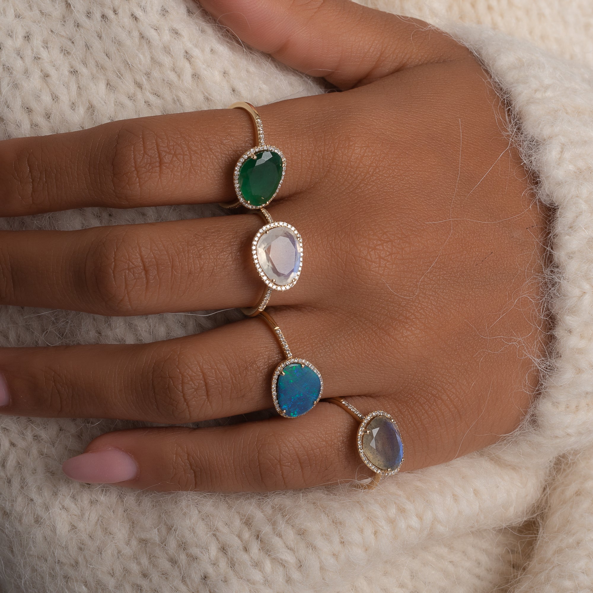 Diamond Opal Ring Zoe Lev Jewelry