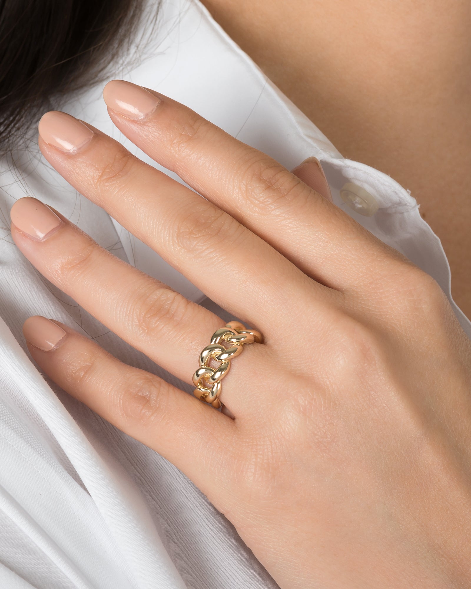 14k Gold Large Miami Cuban Link Ring Chains Zoe Lev Jewelry