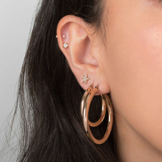 14k Gold Large Thick Hoop Earrings