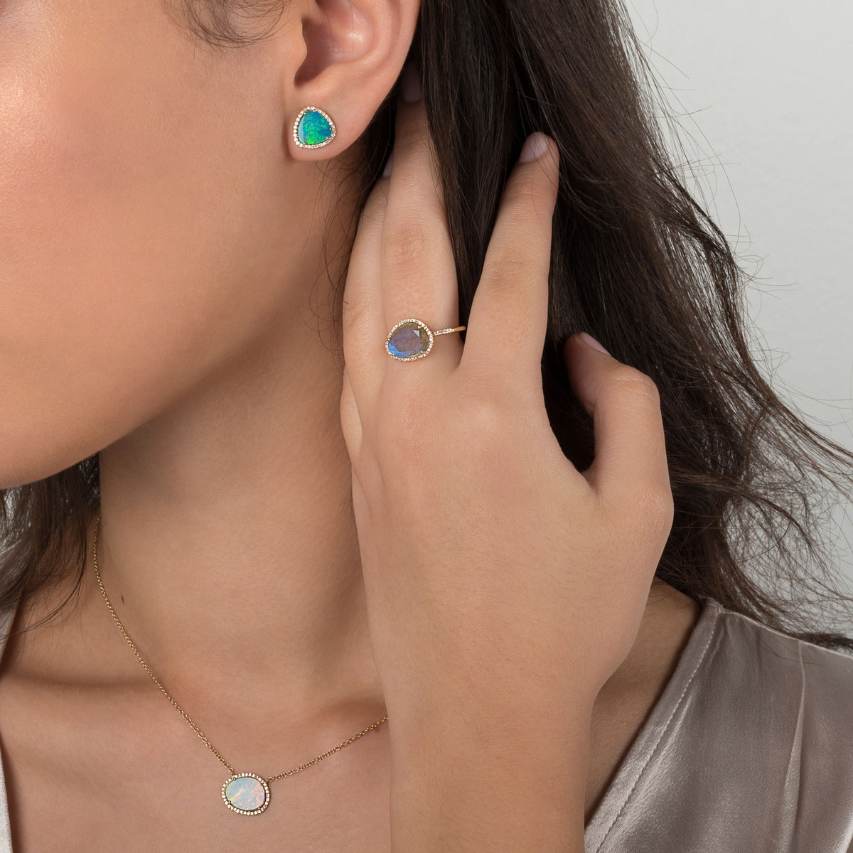 Diamond Lotus Stud Earrings - Zoe Lev Jewelry