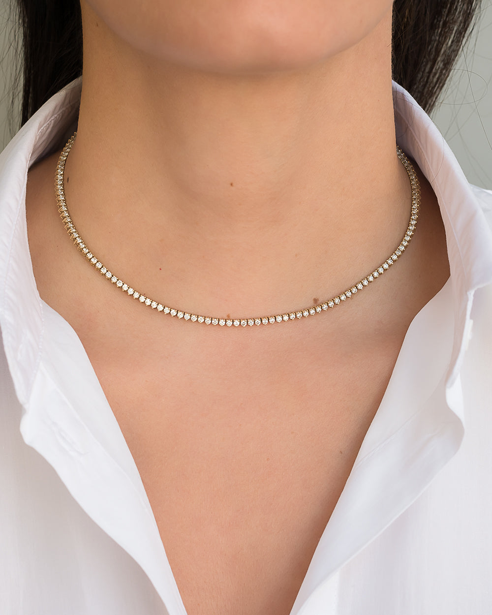 3 Prong Diamond Tennis Necklace Zoe Lev Jewelry