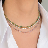 3 Prong Emerald Tennis Necklace Zoe Lev Jewelry