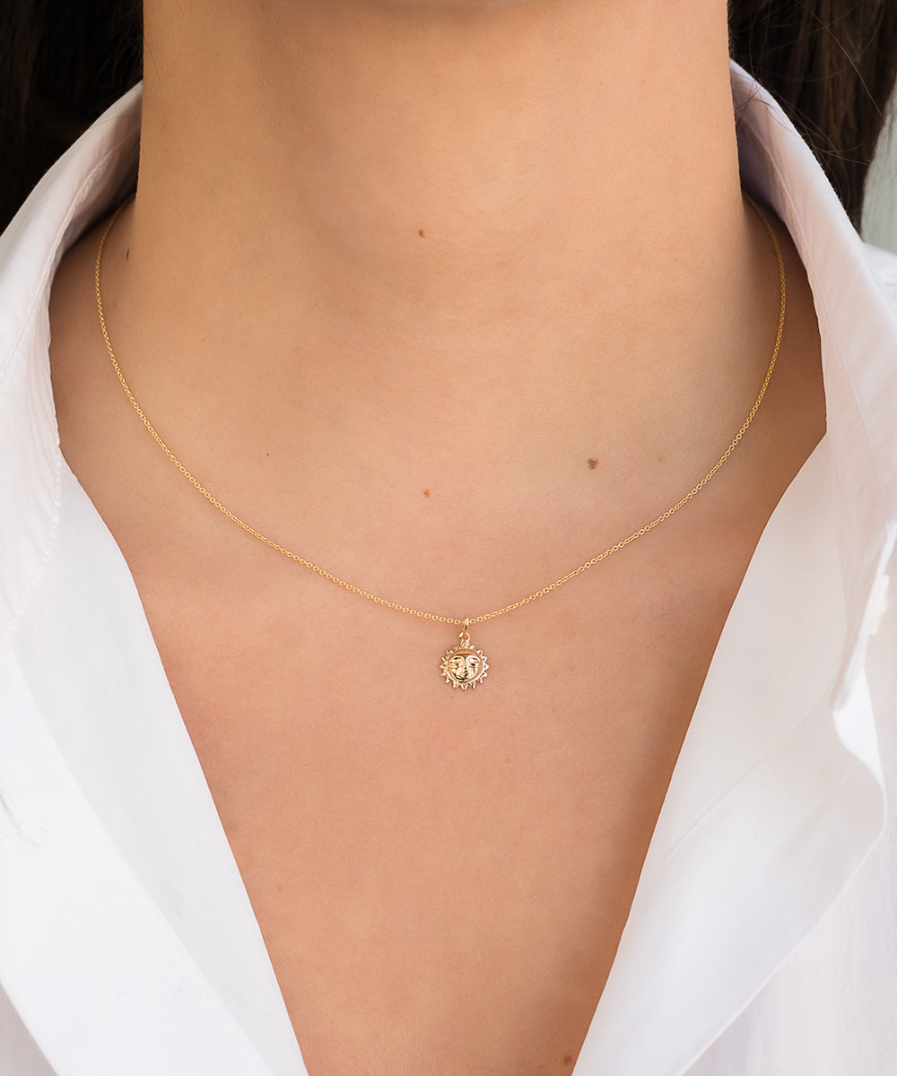 14k Gold Sun Necklace Zoe Lev Jewelry