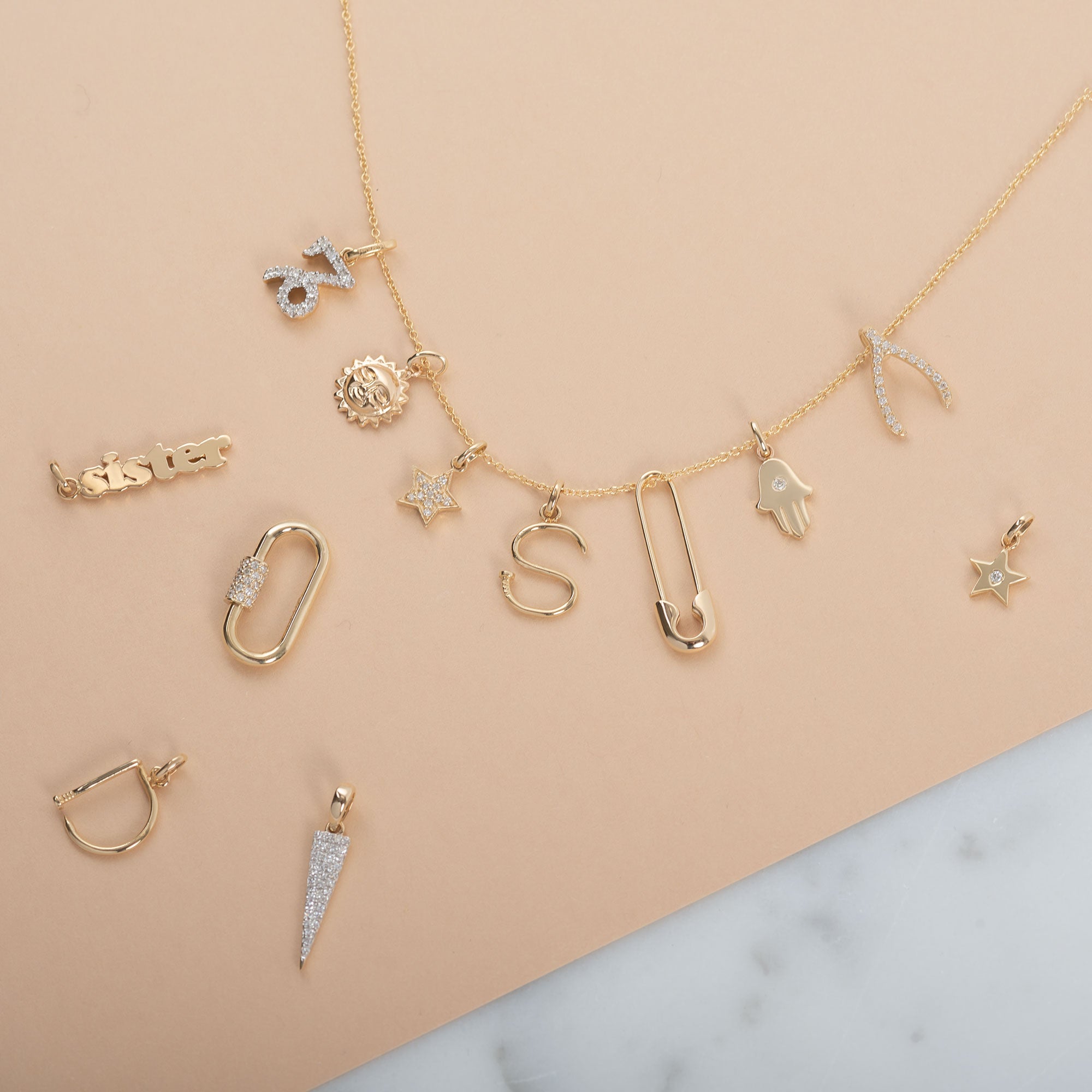 14k Gold Safety Pin Pendant Zoe Lev Jewelry