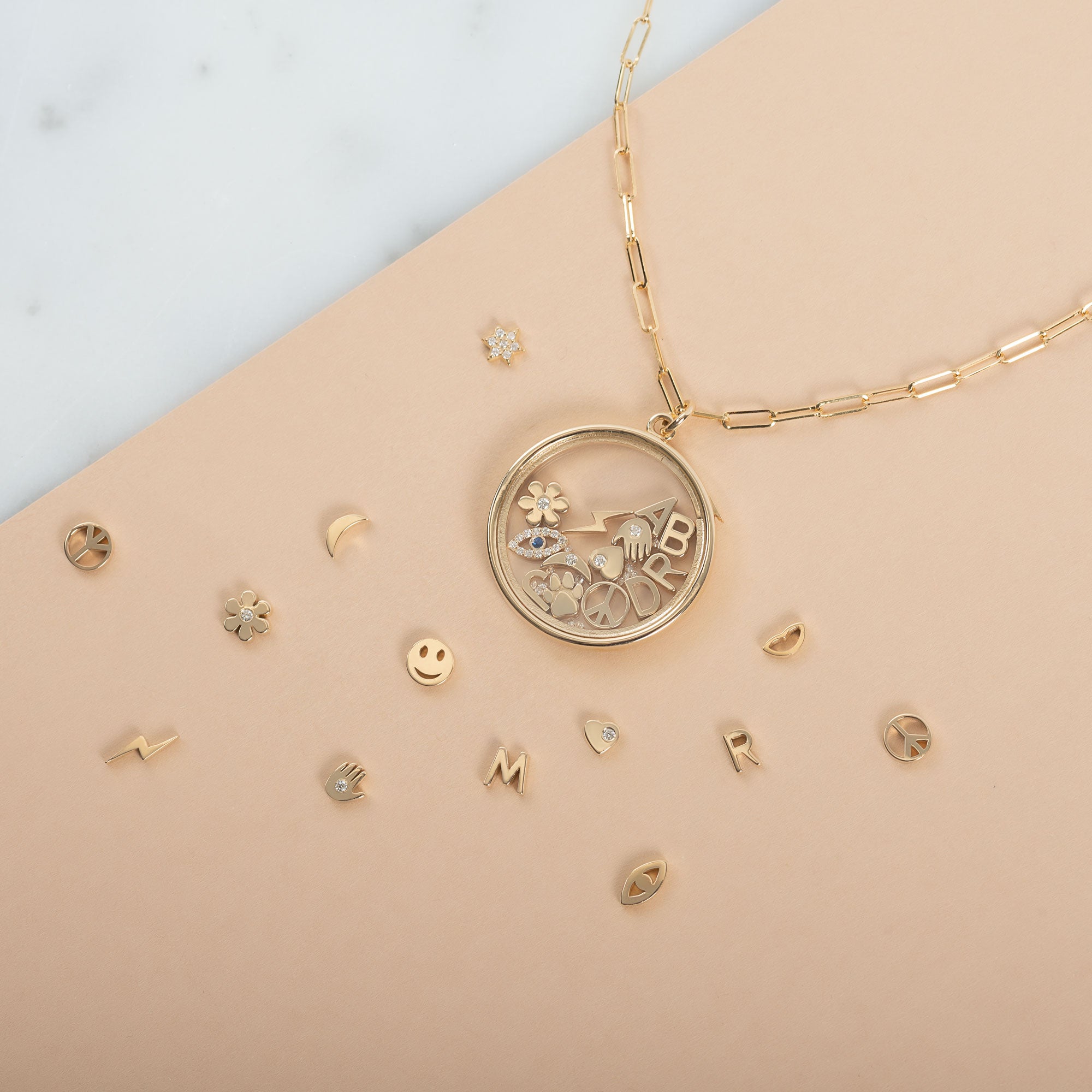 14k Gold Happy Emoji for Locket Zoe Lev Jewelry