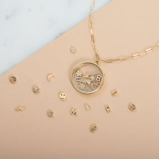 14k Gold Heart with Tiny Diamond for Locket