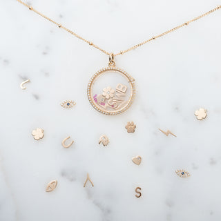 14k Gold Heart with Tiny Diamond for Locket