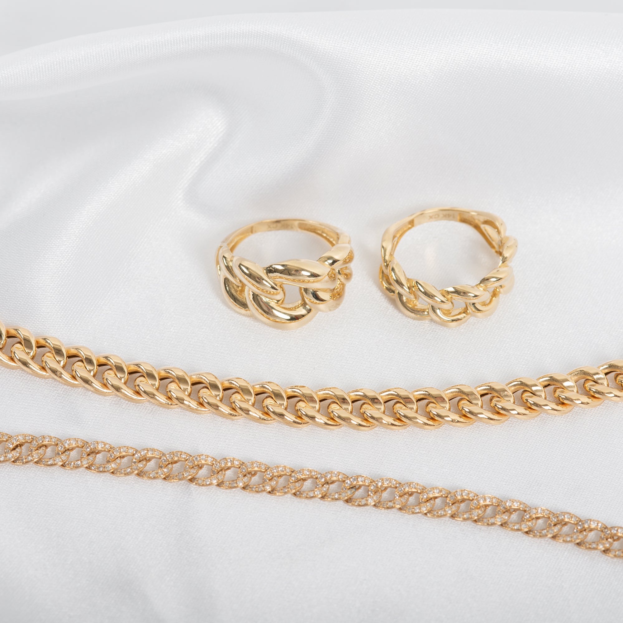 14k Gold Large Miami Cuban Link Ring Chains Zoe Lev Jewelry