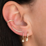 14k Gold Diamond Huggies with Drop Bezel Diamond Hoops & Huggies Zoe Lev Jewelry