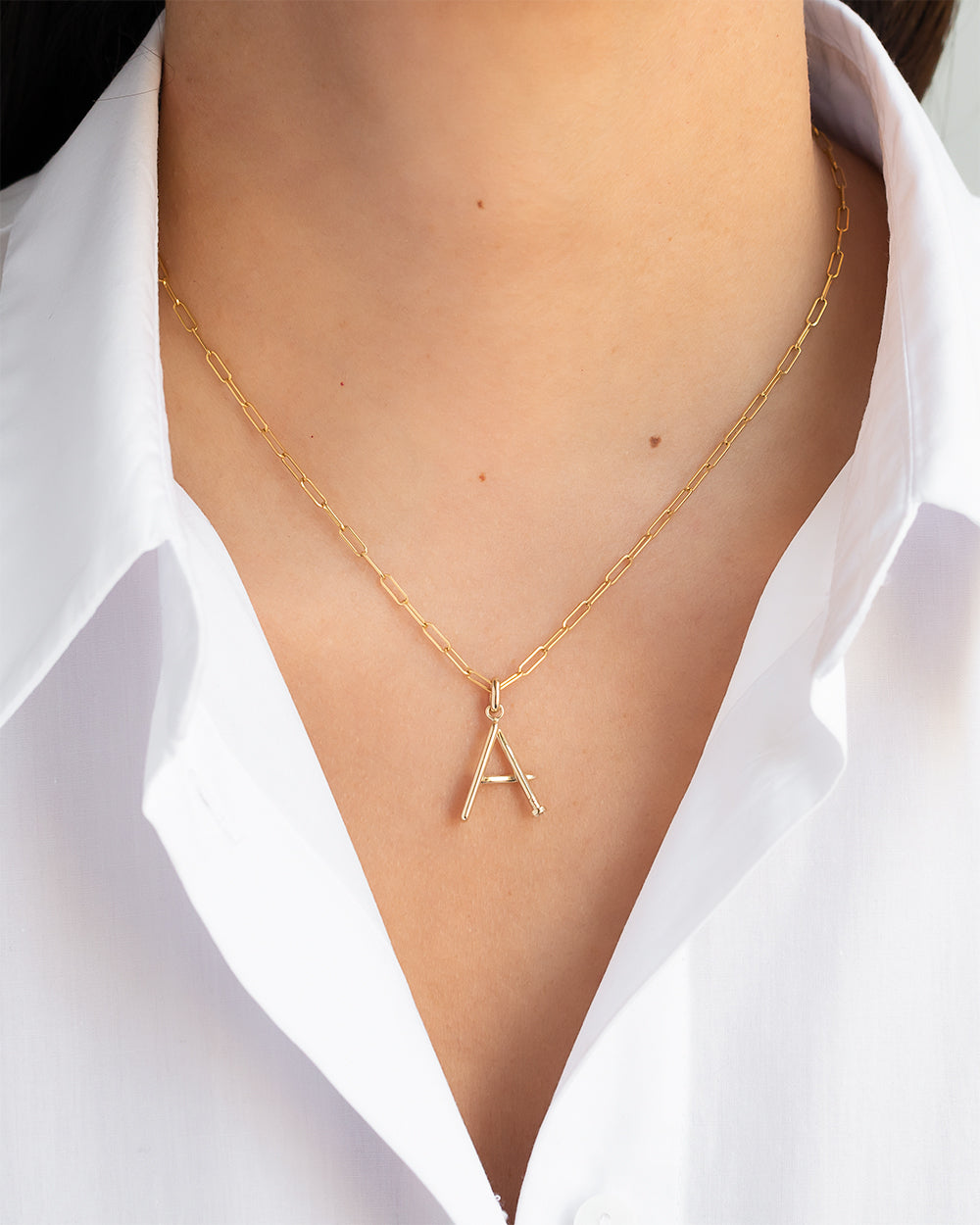 14k Gold Large Initial Nail Pendant Personalized Zoe Lev Jewelry