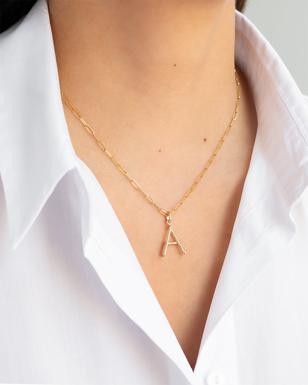 14k Gold Large Nail Initial Necklace Personalized Zoe Lev Jewelry