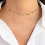 Cuban Link Bezel Diamond Choker Zoe Lev Jewelry