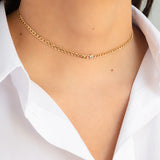 Cuban Link Bezel Diamond Choker Zoe Lev Jewelry