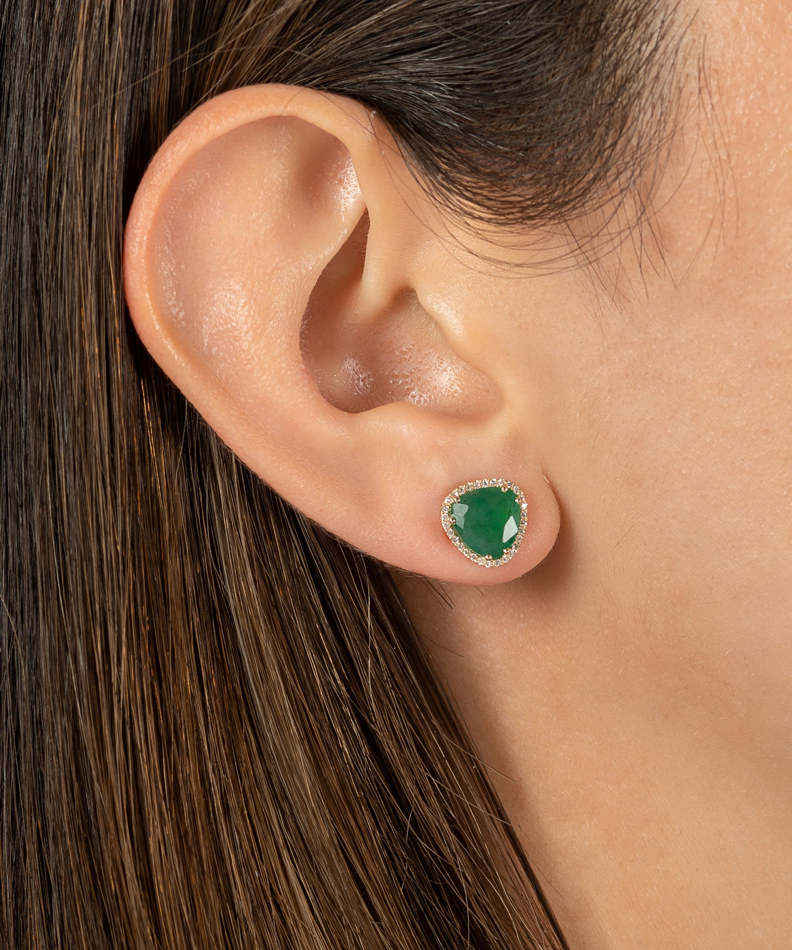 Diamond Emerald Stud Earrings Zoe Lev Jewelry