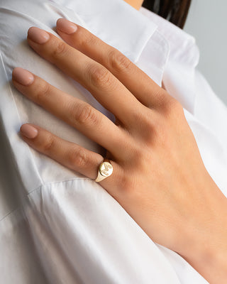 Diamond Initial Small Signet Ring