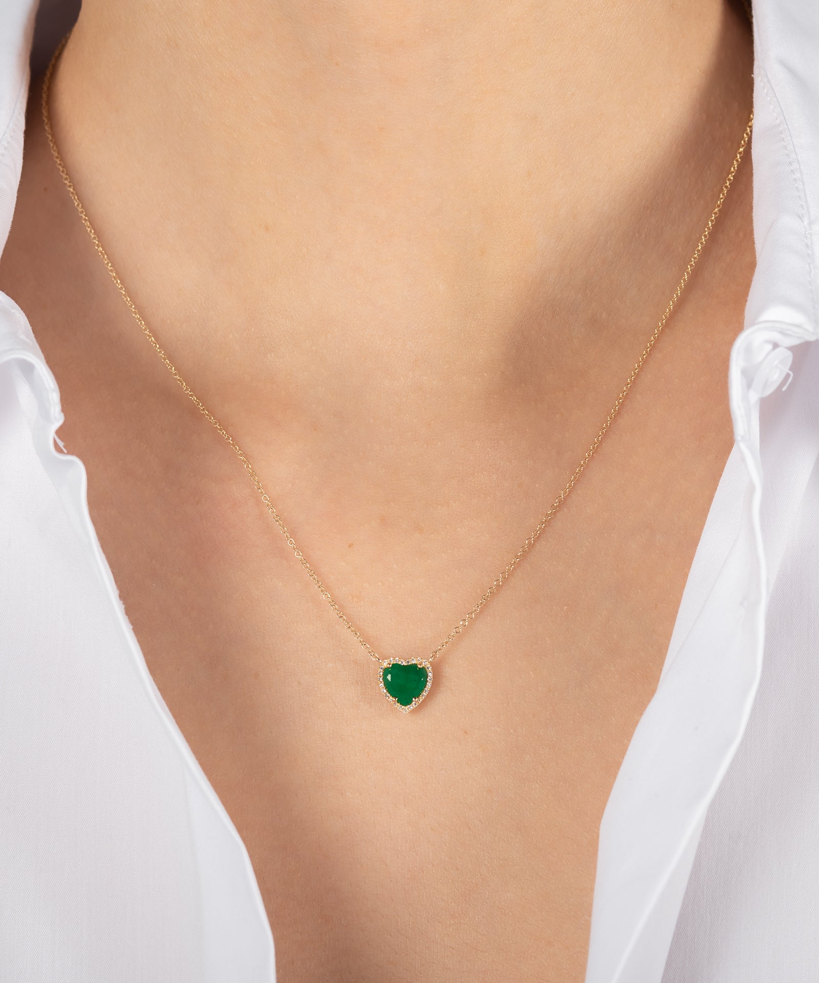 Diamond Emerald Heart Necklace SAMPLE SALE Zoe Lev Jewelry