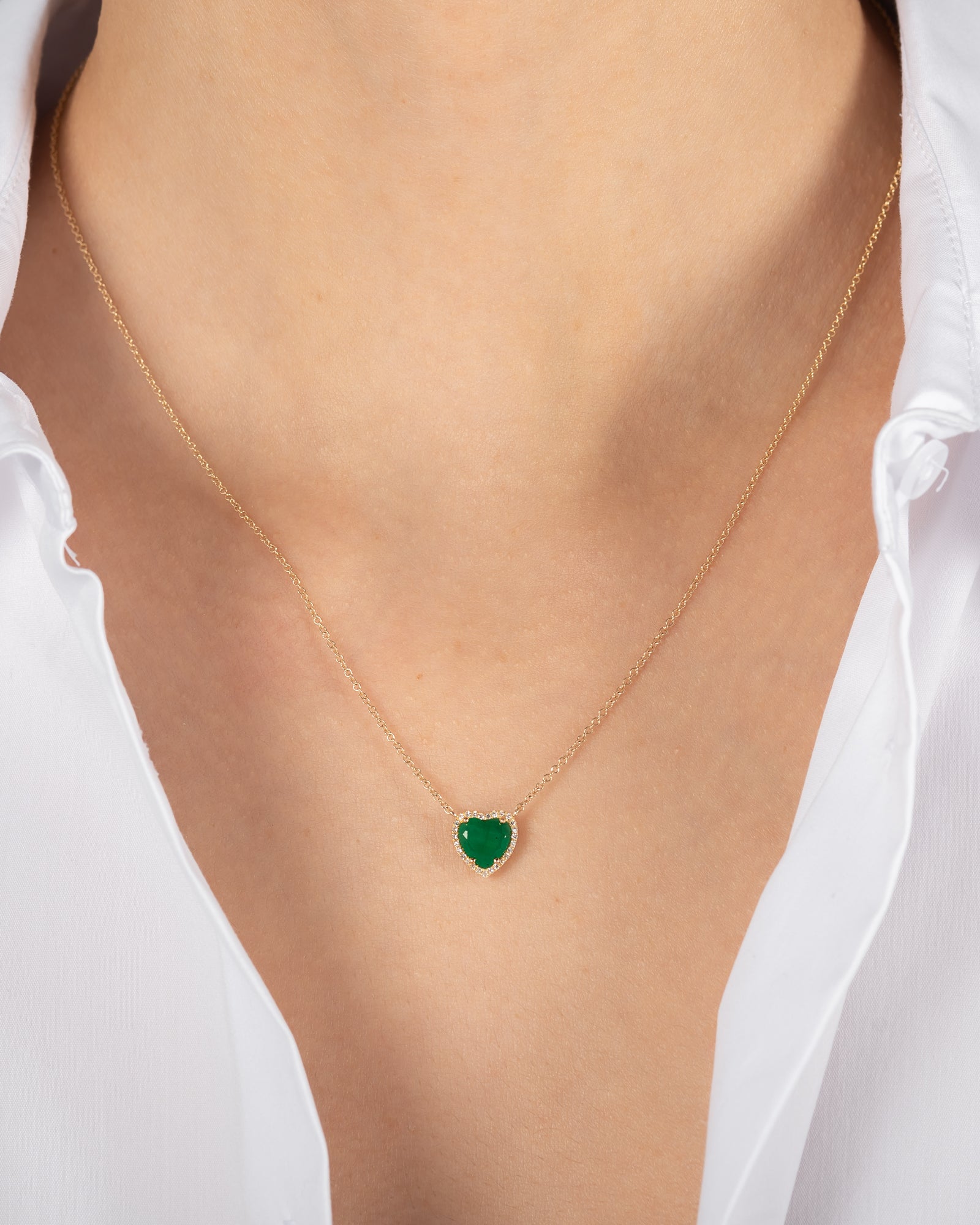Diamond Emerald Heart Necklace SAMPLE SALE Zoe Lev Jewelry