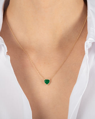 Diamond Emerald Heart Necklace