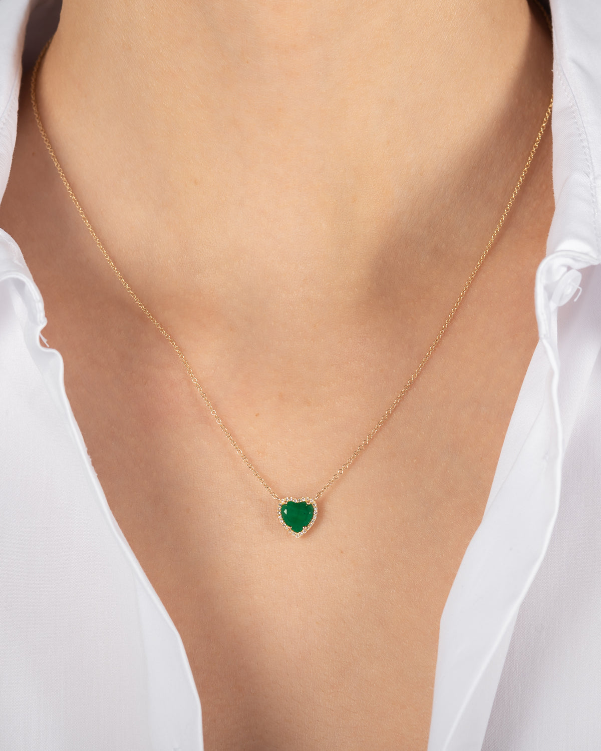 Diamond Emerald Heart Necklace