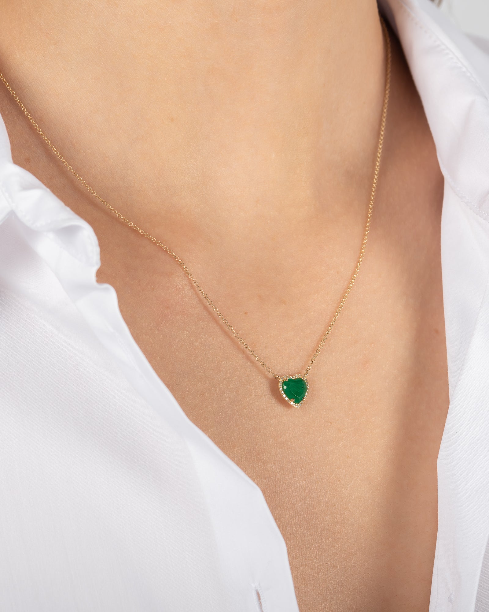 Diamond Emerald Heart Necklace SAMPLE SALE Zoe Lev Jewelry