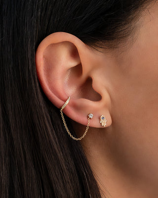 Diamond Ear Cuff With Diamond Stud Chain