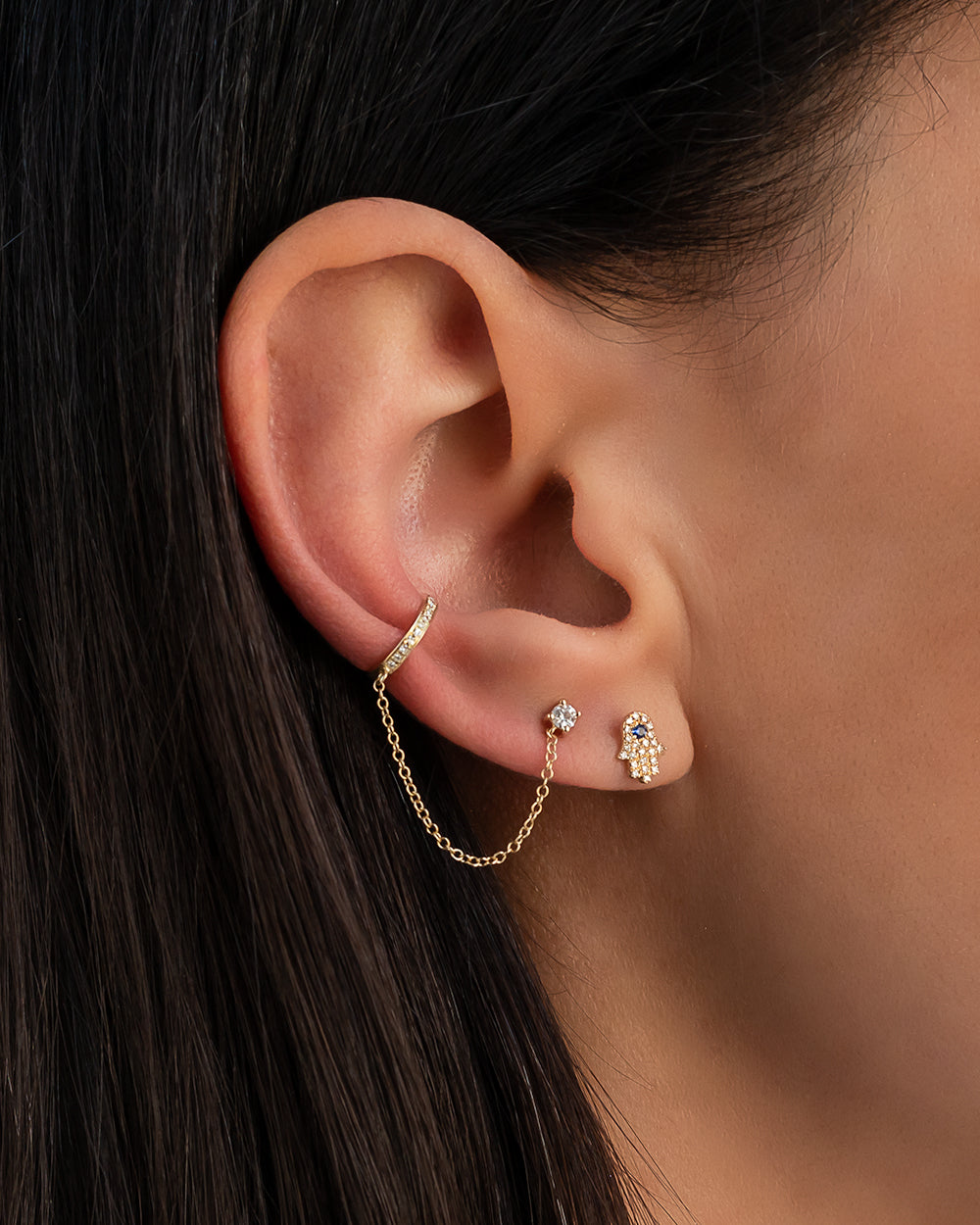 Gold Drop Ear Cuff Earrings | Karen Millen